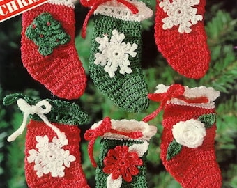 Vintage Crochet Christmas Stockings Ornaments instant download crochet pattern