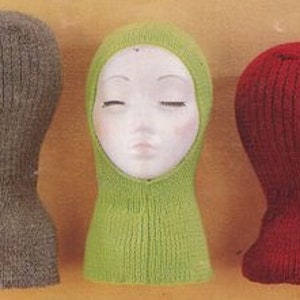 Knit Vintage 2 Needle Balaclava child and adult sizes instant download knitting pattern