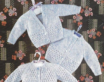 Emu 8590 vintage knitting pattern Baby Cardigans 2 styles Raglan instant download knitting pattern