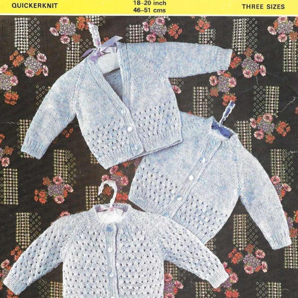Emu 8590 vintage knitting pattern Baby Cardigans 2 styles Raglan instant download knitting pattern