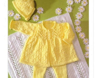 Knit Vintage Baby Pattern Matinee Jacket leggings blanket shawl instant download knitting pattern