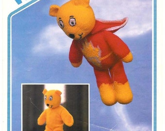 Vintage pdf knit Super Ted Bear Toy pattern instant download knitting pattern