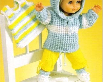 Pdf Knit Doll Clothes 12 to 22 inch Baby Dolls DK Track Suit instant download knitting pattern