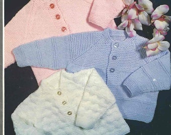 Vintage set of 3 Baby Cardigans easy to knit instant download knitting pattern