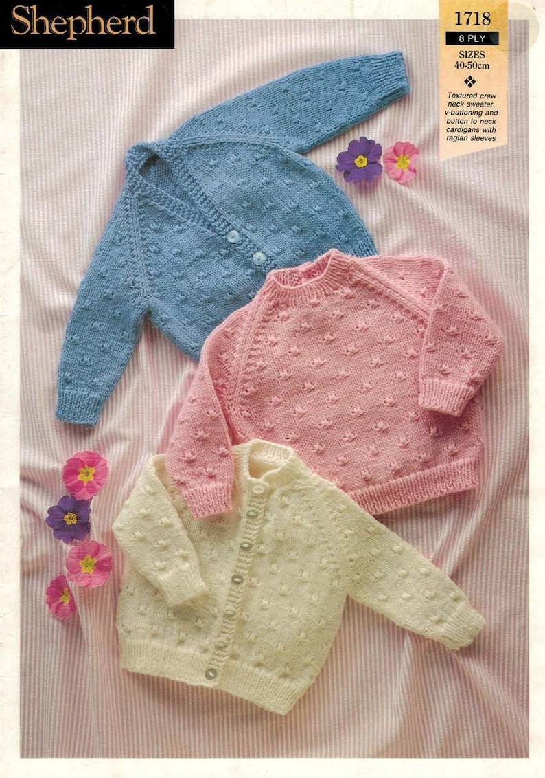 Knit Shepherd Pattern Baby Cardigan and Sweaters instant download knitting pattern image 1