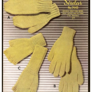 Vintage Knit 2 needle Men's Mittens and Gloves Knitting Pattern instant download image 1