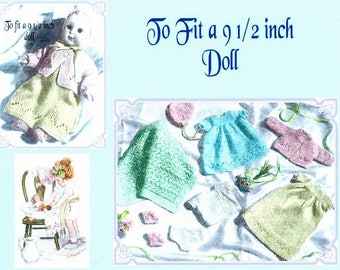 Vintage Doll Clothes to fit 9.5 inch baby dolls layette set instant download knitting pattern