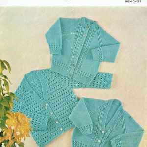 Download Bronte Baby Cardigans to Knit 3 ply yarn instant download knitting pattern