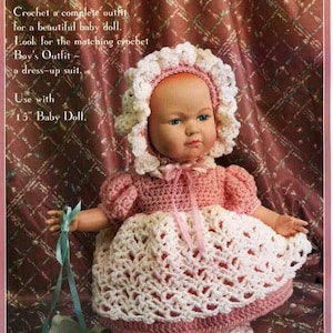 Vintage Crochet Pdf Baby Doll Girl Dress Outfit instant download crochet pattern