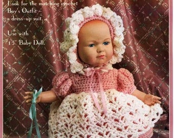 Vintage Crochet Pdf Baby Doll Girl Dress Outfit instant download crochet pattern