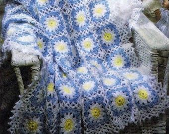 Vintage Crochet Daisy Afghan blanket instant download crochet pattern