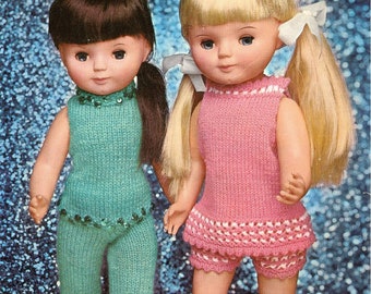 Vintage Knit patterns for 18 inch girl dolls instant download knitting pattern