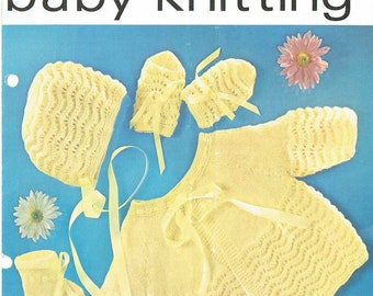 Lister 2320 Vintage Knit Pattern for baby set coat bonnet booties instant download knitting pattern