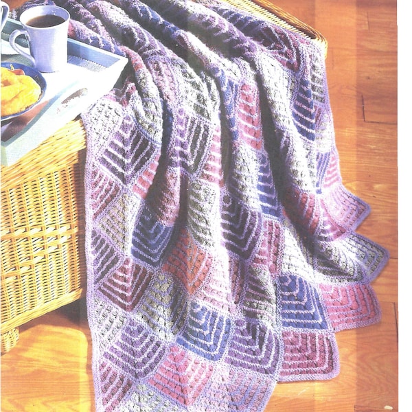 Mitered Knit Afghan Throw blanket instant download knitting pattern