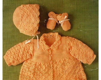 Vintage Crochet Argyll 289 Baby Matinee Coat Set instant download crochet pattern