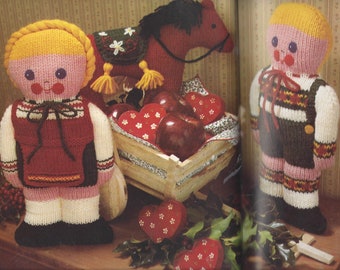 vintage knitting Pillow Dolls Girl Boy and Pony Horse to knit instant download pattern