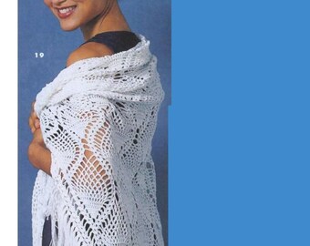 Vintage Crochet Pineapple Shawl instant download crochet pattern