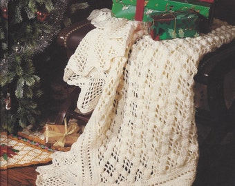 Vintage Crochet Winter White Afghan instant download crochet pattern