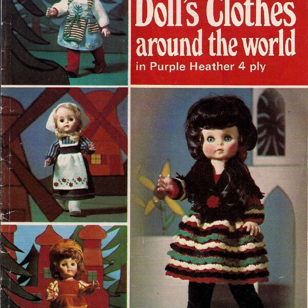 Vintage Dolls from Around the World 9 sets for 18 inch dolls instant download knitting pattern