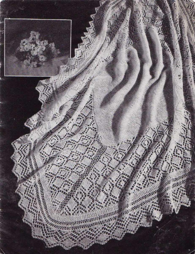 Vintage Knit Pattern Shawls by Beehive Baby Shawls Blanket Etsy