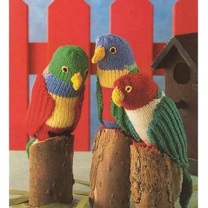 vintage knit pattern Rainbow Lorikeet bird to knit instant download knitting pattern