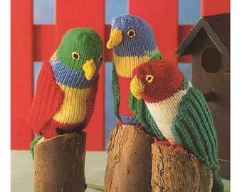 vintage knit pattern Rainbow Lorikeet bird to knit instant download knitting pattern