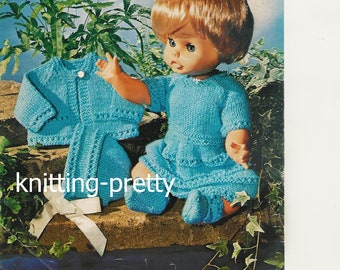 Vintage Knitting Pattern doll clothes Bronte to fit 14 and 18 inch tall dolls instant download knitting pattern