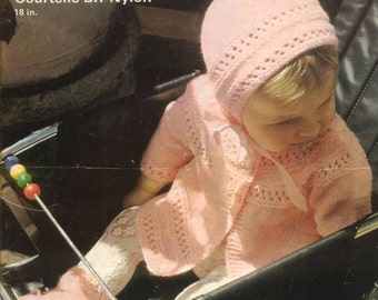 Vintage Patons Knit Pattern Matinee Coat Pretty Rosebud to knit for Baby instant download knitting pattern