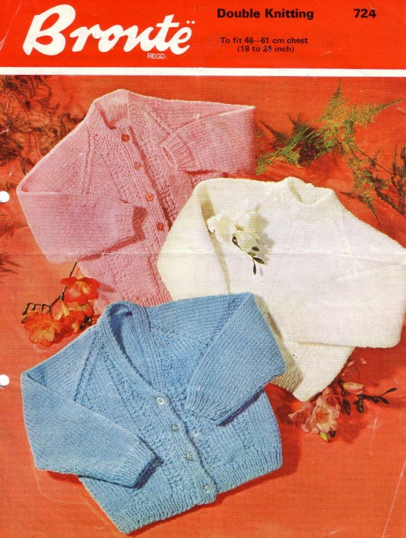 Bronte 724 Raglan shaping Baby Cardigans to Knit DK yarn instant download knitting pattern