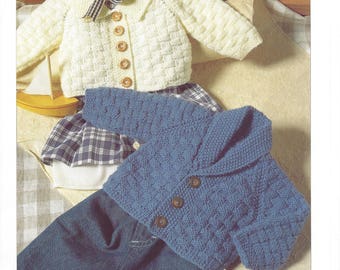 Basketweave Raglan Baby Cardigans to Knit DK yarn instant download knitting pattern