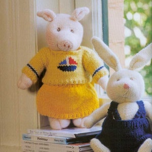 Nursery Tales Pigs and Bunny Rabbit Toys instant download knitting pattern