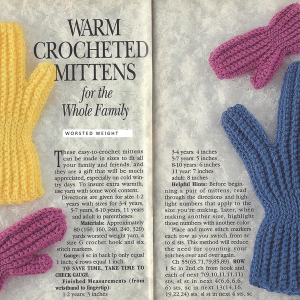 Crochet Mittens easy to crochet for the whole family download crochet pattern