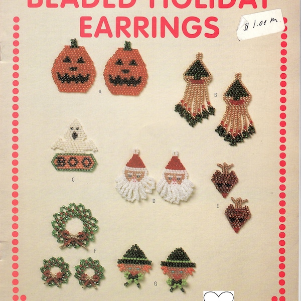 Vintage bead patterns Holidays Pins and Earrings Digital Download bead instructions pdf