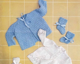 Vintage Knit Set of 2 Baby Matinee Coat jackets instant download knitting pdf pattern