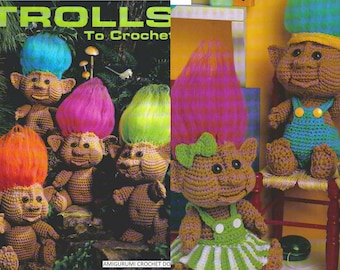 Vintage Crochet Trolls Dolls Boy Girl amigurumi with clothing instant download crochet pattern