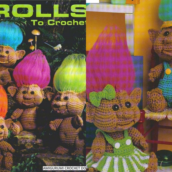 Vintage Crochet Trolls Dolls Boy Girl amigurumi with clothing instant download crochet pattern