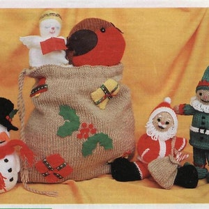 Vintage Knit Christmas Toys santa snowman angel elf instant download knitting pattern