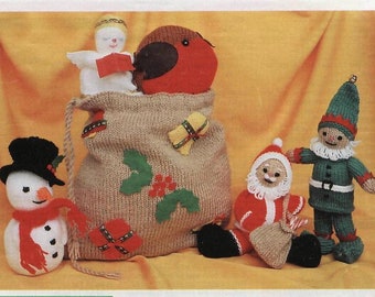 Vintage Knit Christmas Toys santa snowman angel elf instant download knitting pattern