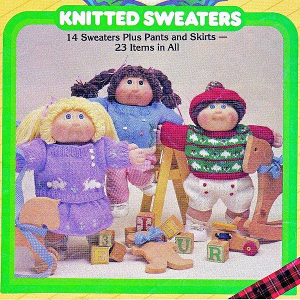 Knitting Pattern for Cabbage Patch Kids Doll 23 Designs sweaters instant download knitting pattern