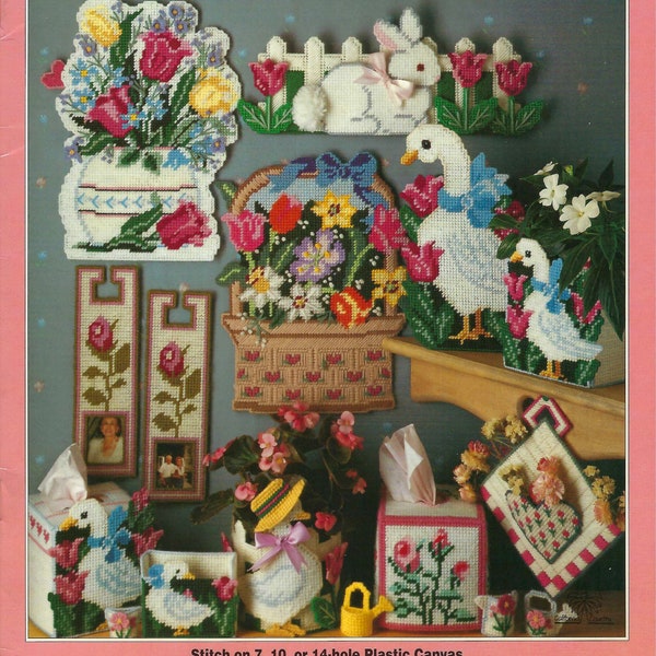 Vintage Pdf Plastic Canvas Spring Easter Designs ducks bunny flowers and more download pattern