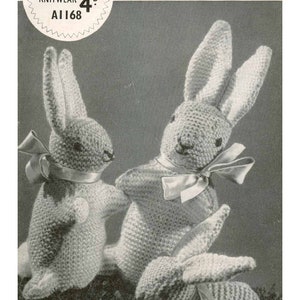 Vintage pdf Weldons Rabbit Family toys decor instant download knitting pattern