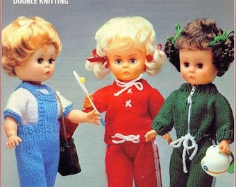 Knit Vintage Doll Clothes Digital Pattern to fit 14 inch tall dolls instant download knitting pattern