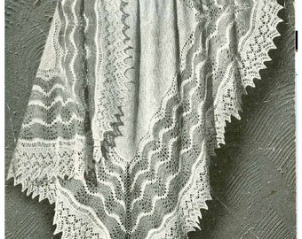 vintage knit pattern shetland shawl for baby instant download knitting pattern