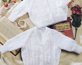 Baby Cardigans to Knit DK yarn round and v neck instant download knitting pattern