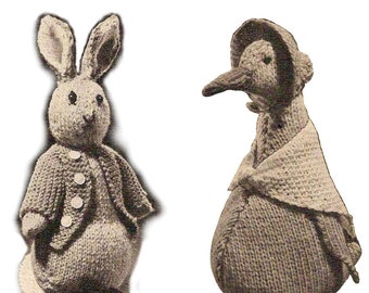 Vintage Knit Peter Rabbit and Jemima Puddle Duck Toy patterns to download