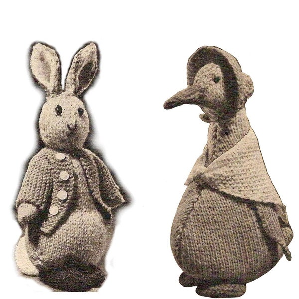 Vintage Knit Peter Rabbit and Jemima Puddle Duck Toy patterns to download