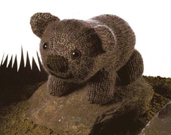 vintage knit pattern Australian Wombat Toy to knit instant download knitting pattern
