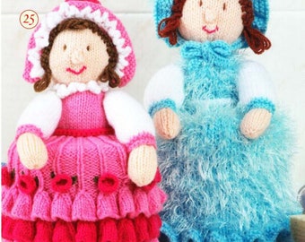 Crinoline Ladies toilet paper covers or loo roll cosies instant download knitting pattern