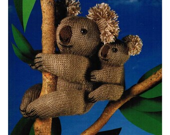 Vintage pdf Koala Momma and Baby toys instant download knitting pattern