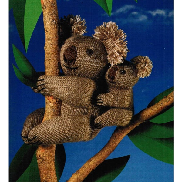 Vintage pdf Koala Momma and Baby toys instant download knitting pattern